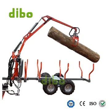 Crane Log Kecil dengan Trailer Kehutanan 3,4 meter crane dengan trailer 1,5 ton